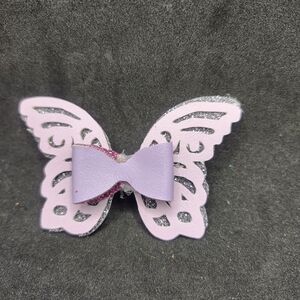 Hand Crafted Purple Butterfly Bow Hair Clip Faux Leather